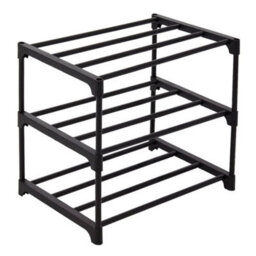 3 Tier Shoe Rack Compact Metal Shoe Storage Shelves Stand Footwear Organiser - thumbnail 1