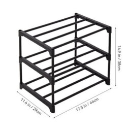 3 Tier Shoe Rack Compact Metal Shoe Storage Shelves Stand Footwear Organiser - thumbnail 2