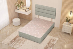 Somnior Beds Somnior Chambery Linen Fabric 6Ft Super King Divan Bed Base With Upholstered Headboard Sage - thumbnail 4