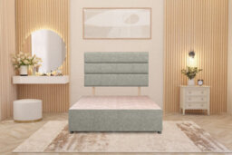 Somnior Beds Somnior Chambery Linen Fabric 6Ft Super King Divan Bed Base With Upholstered Headboard Sage - thumbnail 2