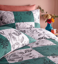 Furn. Mythos Checkerboard Reversible Duvet Cover Set, Single, Beige - thumbnail 3