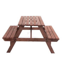 Birchtree Garden Patio Pub Picnic Wooden Table Bench Set 4 Seats Outdoor Brown - thumbnail 8