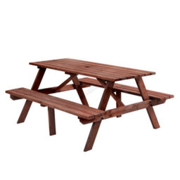 Birchtree Garden Patio Pub Picnic Wooden Table Bench Set 4 Seats Outdoor Brown - thumbnail 7
