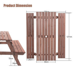 Birchtree Garden Patio Pub Picnic Wooden Table Bench Set 4 Seats Outdoor Brown - thumbnail 6