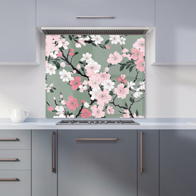 Warren Reed Designer Pink Floral Abstract Pattern Premium Glass Kitchen Splashback W600mm X H750mm - image 1
