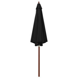 Berkfield Parasol With Wooden Pole 300X258 Cm Black - thumbnail 2