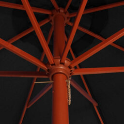 Berkfield Parasol With Wooden Pole 300X258 Cm Black - thumbnail 5