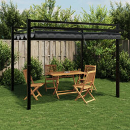 Walplus Garden Gazebo With Retractable Roof Anthracite 3X3 M Aluminium - thumbnail 1