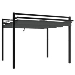 Walplus Garden Gazebo With Retractable Roof Anthracite 3X3 M Aluminium - thumbnail 2