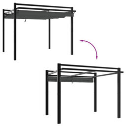 Walplus Garden Gazebo With Retractable Roof Anthracite 3X3 M Aluminium - thumbnail 3