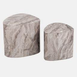 Ohs Marble Effect Set Of 2 Irregular Tables Side Coffee Table - Grey - thumbnail 2
