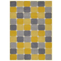 Melrose Salerno Yellow Square Patterned Design Large Indoor Area Rug 160/230Cm - thumbnail 7