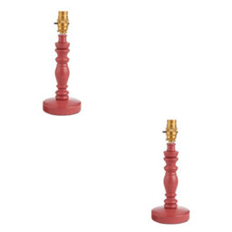 Loops Chic Satin Pink Clay Table Lamp Base Set With Aged Brass Accents - thumbnail 1
