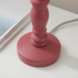 Loops Chic Satin Pink Clay Table Lamp Base Set With Aged Brass Accents - thumbnail 5