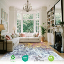 Homeart Eton Abstract Area Rug Super Soft & Durable Woven Carpet With Modern Artistic Design Pink 80X150 - thumbnail 2
