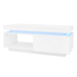 White High Gloss Led Coffee Table With Drawer Storage, Open Display Shelf And Rgb Lighting - thumbnail 9