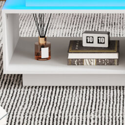 White High Gloss Led Coffee Table With Drawer Storage, Open Display Shelf And Rgb Lighting - thumbnail 8
