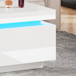 White High Gloss Led Coffee Table With Drawer Storage, Open Display Shelf And Rgb Lighting - thumbnail 6