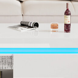 White High Gloss Led Coffee Table With Drawer Storage, Open Display Shelf And Rgb Lighting - thumbnail 5