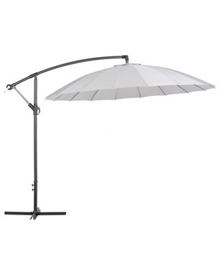 Beliani Cantilever Garden Parasol - Light Grey, Aluminium Frame, Polyester Canopy, 268 X 268 Cm, 235 Cm Height - image 1