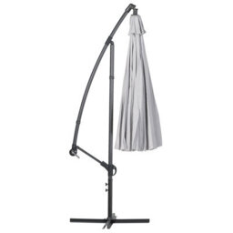 Beliani Cantilever Garden Parasol - Light Grey, Aluminium Frame, Polyester Canopy, 268 X 268 Cm, 235 Cm Height - thumbnail 4