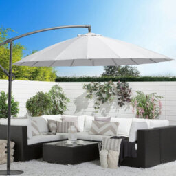 Beliani Cantilever Garden Parasol - Light Grey, Aluminium Frame, Polyester Canopy, 268 X 268 Cm, 235 Cm Height - thumbnail 2