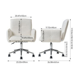 Living And Home White Teddy Fleece Swivel & Height Adjustable Office Chair - thumbnail 4
