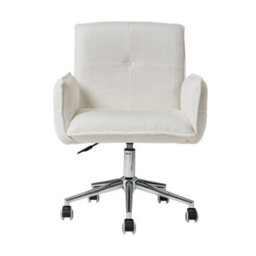Living And Home White Teddy Fleece Swivel & Height Adjustable Office Chair - thumbnail 2
