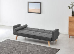 Home Detail Sarnia Sofa Bed Tufted Design Linen Fabric With Bolster Cushions, Charcoal Linen - thumbnail 2