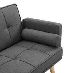 Home Detail Sarnia Sofa Bed Tufted Design Linen Fabric With Bolster Cushions, Charcoal Linen - thumbnail 5