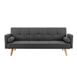 Home Detail Sarnia Sofa Bed Tufted Design Linen Fabric With Bolster Cushions, Charcoal Linen - thumbnail 3