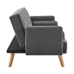 Home Detail Sarnia Sofa Bed Tufted Design Linen Fabric With Bolster Cushions, Charcoal Linen - thumbnail 7