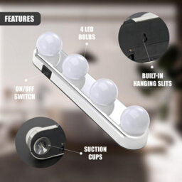 Geezy Led Makeup Mirror Lights Strip For Vanity Bathroom Hollywood Cordless Stick-On - thumbnail 5