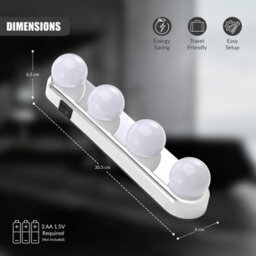 Geezy Led Makeup Mirror Lights Strip For Vanity Bathroom Hollywood Cordless Stick-On - thumbnail 3