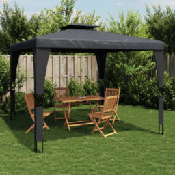 Walplus Gazebo With Double Roof Anthracite 2.98X2.98 M Steel