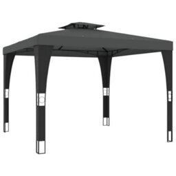Walplus Gazebo With Double Roof Anthracite 2.98X2.98 M Steel - thumbnail 2
