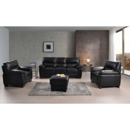 Furniture Instore Dalmore Genuine Leather Black 3+1+1 Seater Sofa Set - thumbnail 2