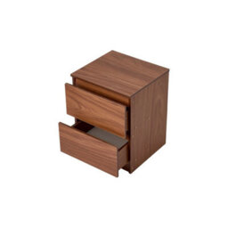 Walnut Bedside Table 2 Drawer Cabinet Storage Nightstand - thumbnail 1