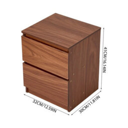 Walnut Bedside Table 2 Drawer Cabinet Storage Nightstand - thumbnail 2