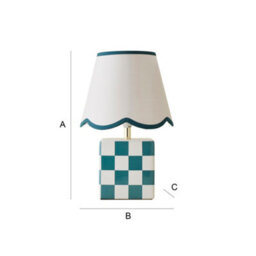 Valuelights Evie Forest Green Cube Checkered Base Ceramic Table Lamp With Scallop Tapered Shade - thumbnail 7