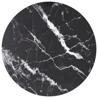 Berkfield Table Top Black Radius 80X1 Cm Tempered Glass With Marble Design - image 1