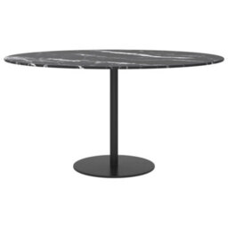 Berkfield Table Top Black Radius 80X1 Cm Tempered Glass With Marble Design - thumbnail 3