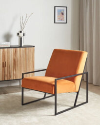 Beliani Industrial Armchair Delary Velvet Orange - thumbnail 2