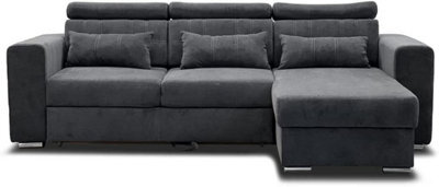 Rac3 Stylish And Functional Corner Grey Color Sofa Bed With Storage - Premium Quality Fabric - Universal Side Sofa Bed (Grey) - image 1