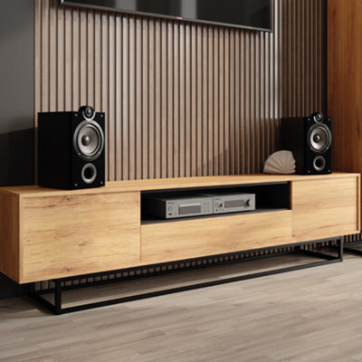 Rift Loft Tv Unit 200Cm Industrial Dark Oak - Creative Furniture - image 1