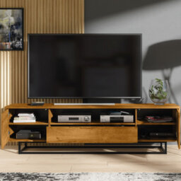 Rift Loft Tv Unit 200Cm Industrial Dark Oak - Creative Furniture - thumbnail 7