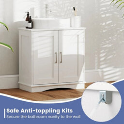 60 Cm Pedestal Sink Bathroom Vanity Cabinet Under Sink Cabinet-White - thumbnail 3