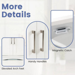 60 Cm Pedestal Sink Bathroom Vanity Cabinet Under Sink Cabinet-White - thumbnail 4