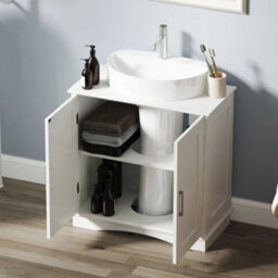 60 Cm Pedestal Sink Bathroom Vanity Cabinet Under Sink Cabinet-White - thumbnail 6
