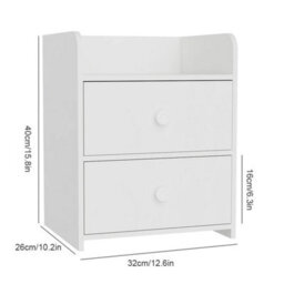 2 Drawer Wooden Bedroom Bedside Cabinet Furniture Storage Nightstand Side Table - thumbnail 2